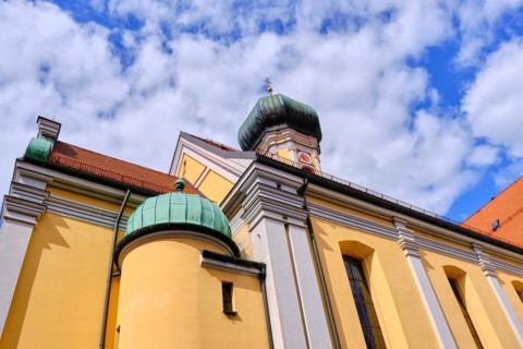 Church of Saint Nicholas on Marienplatz in the town centre of Immenstadt im Allgaeu