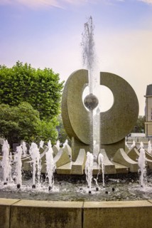 Fountain in the style of Socialist Realism by Friedrich Kracht on the western Neustaedter Markt in Dresden