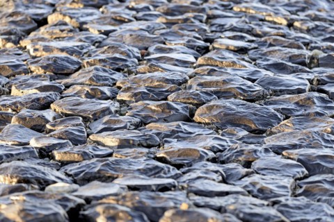 Basalt stones in the morning light