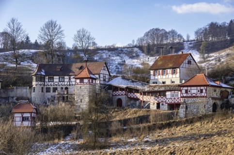 Village of Gundelfingen in the valley of the Great Lauter near Muensingen