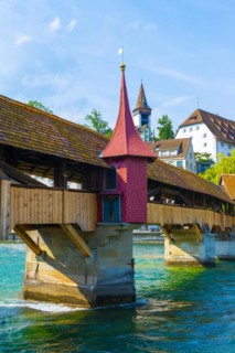 Spreuer Bridge and Reuss River in City of Lucerne