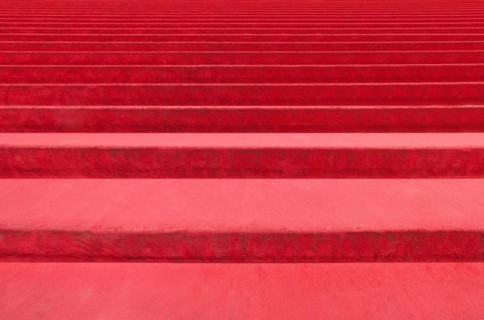 Red carpet on stairway
