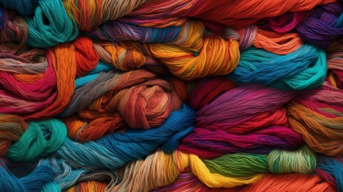 Truly seamless tile of colorful knitting yarn and string background