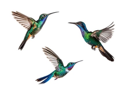 Three broad billed hummingbird