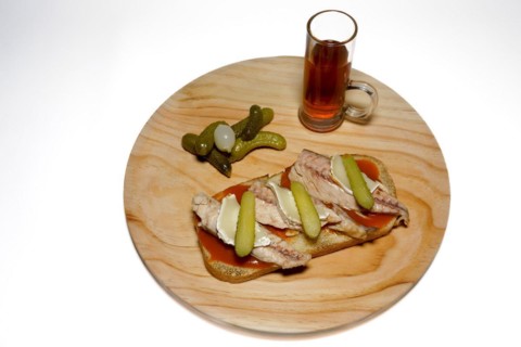 Mackerel toast with goat cheese