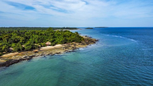 Aerial of a sandy beach in Rubane