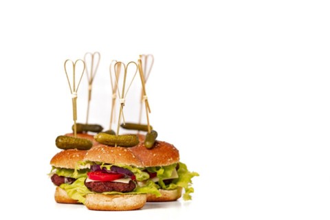 Group of small vegetarian hamburgers