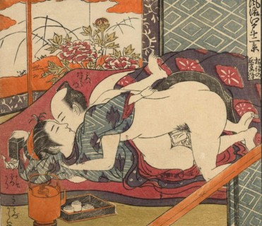 Couple in love with tea service