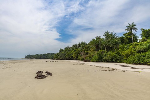 Long sandy beach on Joao Viera island