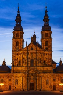 The landmark of the city of Fulda at sunset