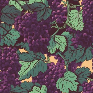 Seamless tile illustration of fresh grapes on the vine