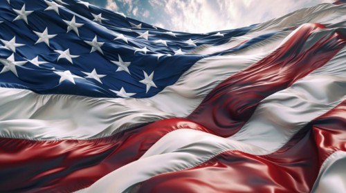 Silk american flag abstract blowing in the wind