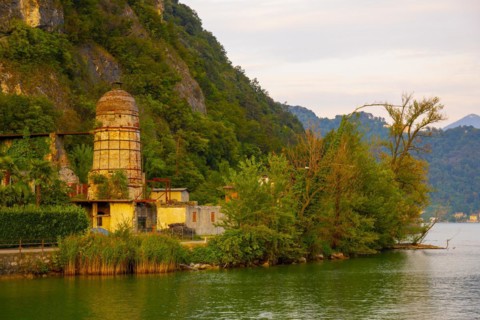 Old Factory Manufactures Hydrated Lime in Clods and Fertilizer on Lake Lugano in Caslano