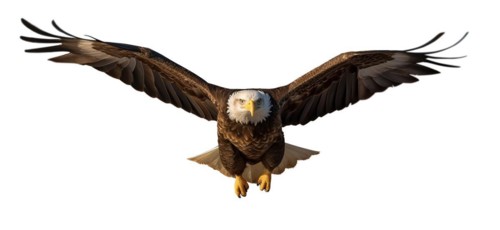 American bald eagle in flight isolated on a white background