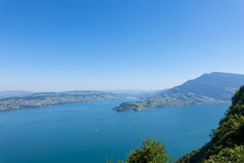 Aerial View over Lake Lucerne and Mountain in Burgenstock