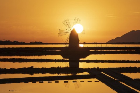 Windmill at sunset