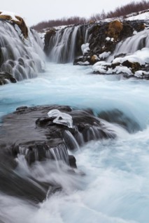 Bruarfoss waterfall in winter