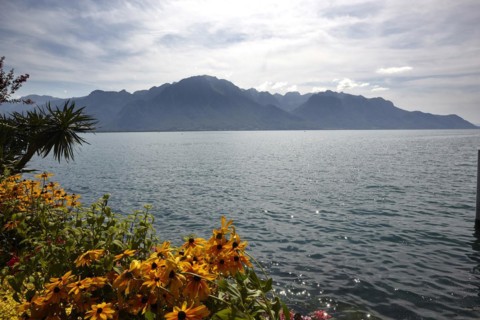 View over Lake Geneva to the Chablais Massif