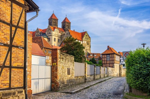 Castle and collegiate church of St. Servatius on the castle hill of the World Heritage town of Quedlinburg