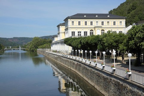 Lahn riverside promenade and baroque UNESCO casino built in 1720