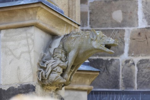 Anti-Semitic sculpture of a Jew sow