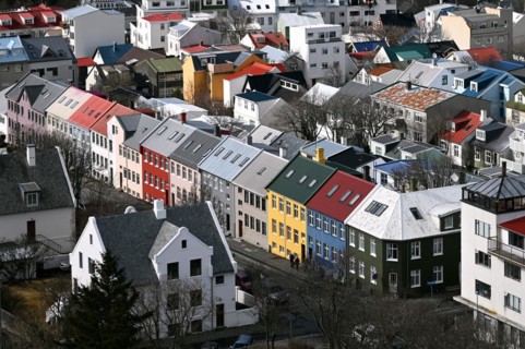View of the colourful rooftops of Reykjavik