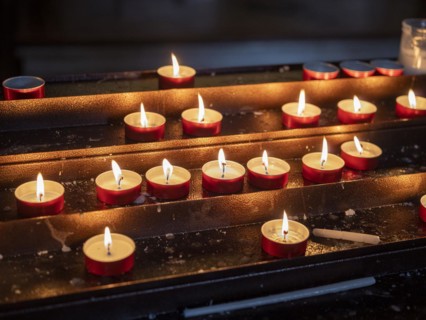 Candles in the Cathedral of San Giusto on Capitoline Hill