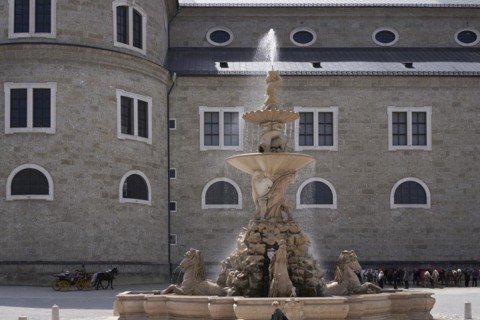 Residenzbrunnen on Residenzplatz in front of Salzburg Cathedral