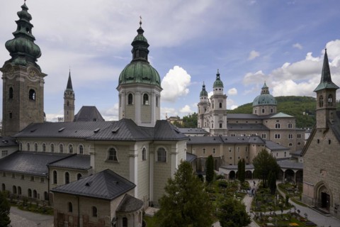 View of Salzburg Cathedral and St. Peter's Abbey