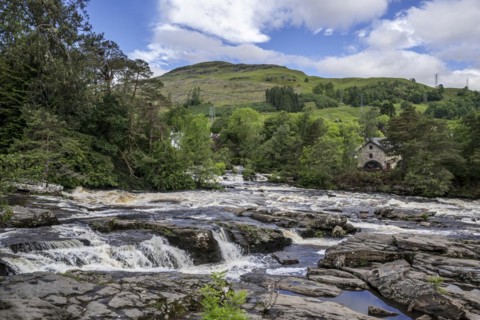 Falls of Dochart in the village Killin and the Old Mill