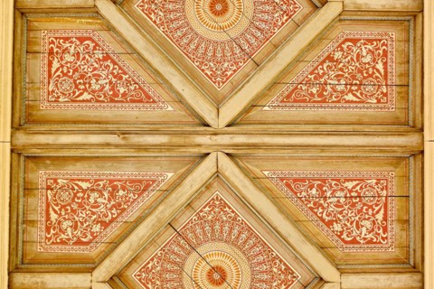 Detail of painted wooden ceiling