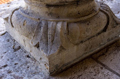 Romanesque column feet in the monastery ruins of St. Wigbert near Bad Frankenhausen in Kyffhaeuserland