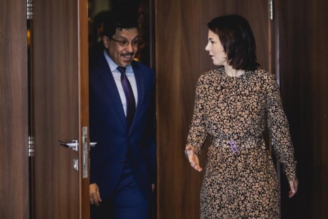 (R-L) Annalena Baerbock (Buendnis 90 Die Gruenen), Federal Minister of Foreign Affairs, and Ahmed