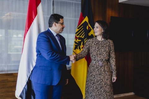 (R-L) Annalena Baerbock (Buendnis 90 Die Gruenen), Federal Minister of Foreign Affairs, and Ahmed