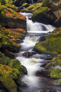 Waterfalls on the Grosse Ohe river which flows through the Steinklamm valley