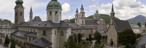 View of Salzburg Cathedral and St. Peter's Abbey