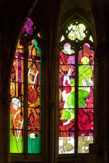 Nevers. Cathedral Saint-Cyr-Sainte-Julitte. The largest collection of contemporary stained glass windows in Europe by the artists Raoul Ubac