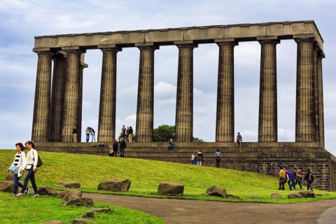 Visitors at the National Monument on Calton Hill