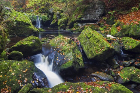Waterfalls on the Grosse Ohe river which flows through the Steinklamm valley
