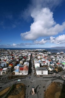 View of the colourful rooftops of Reykjavik