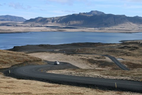 Road to the small peninsula of Dyrholaey on the south coast of Iceland