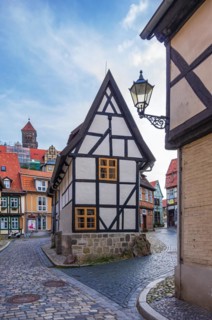 Northern gable end of the famous heritage-protected half-timbered house Finkenherd 1