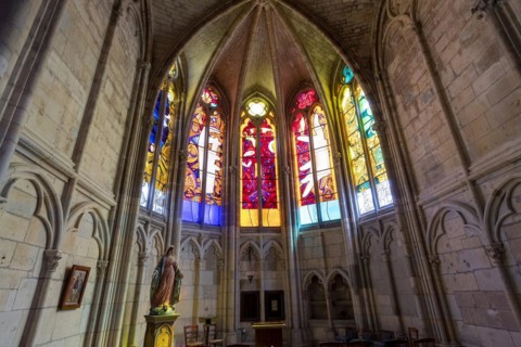 Nevers. Cathedral Saint-Cyr-Sainte-Julitte. The largest collection of contemporary stained glass windows in Europe by the artists Raoul Ubac