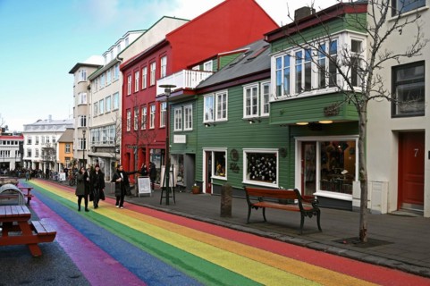 Colourful houses on Rainbow Street
