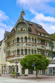 The department stores' in the typical spa architecture style in the centre of Sankt Blasien