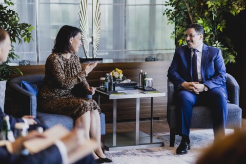 (L-R) Annalena Baerbock (Buendnis 90 Die Gruenen), German Foreign Minister, and Ahmed Awadh bin