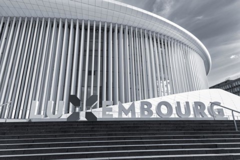 Philharmonie Luxembourg with lettering