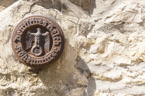 High German Reich stamp with Reich eagle and ground-off swastika