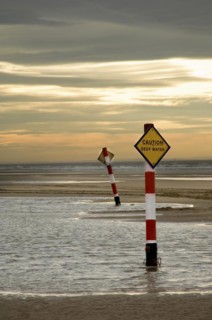 Deep water signs in blackpool seaside