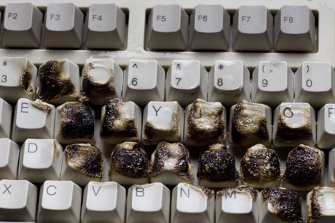 Close up of burnt keyboard